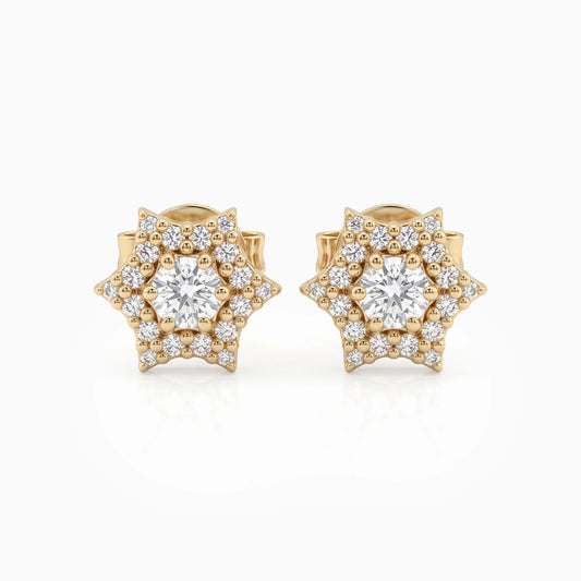 Round Cut Lab Diamond Cluster Stud Earrings