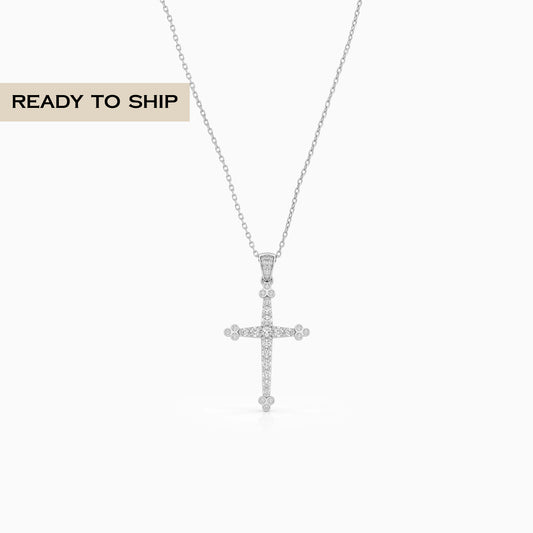 Round Cut Lab Diamond Cross Pendant