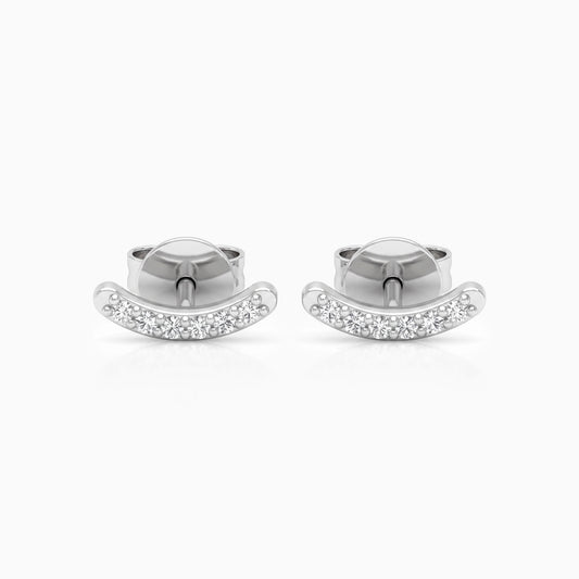 Round Cut Lab Diamond Curved Bar Earrings