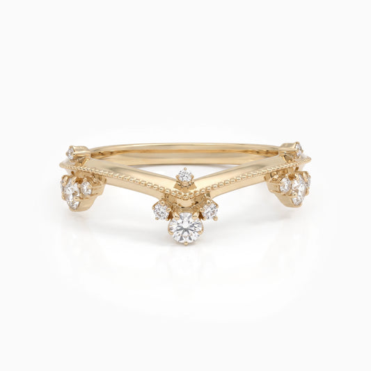 Round Cut Lab Diamond Curved Dainty Ring Ring