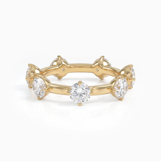 Round Cut Lab Diamond Distance Wedding Band Band