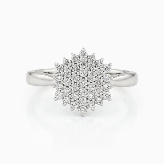 Round Cut Lab Diamond Floral Cluster Ring