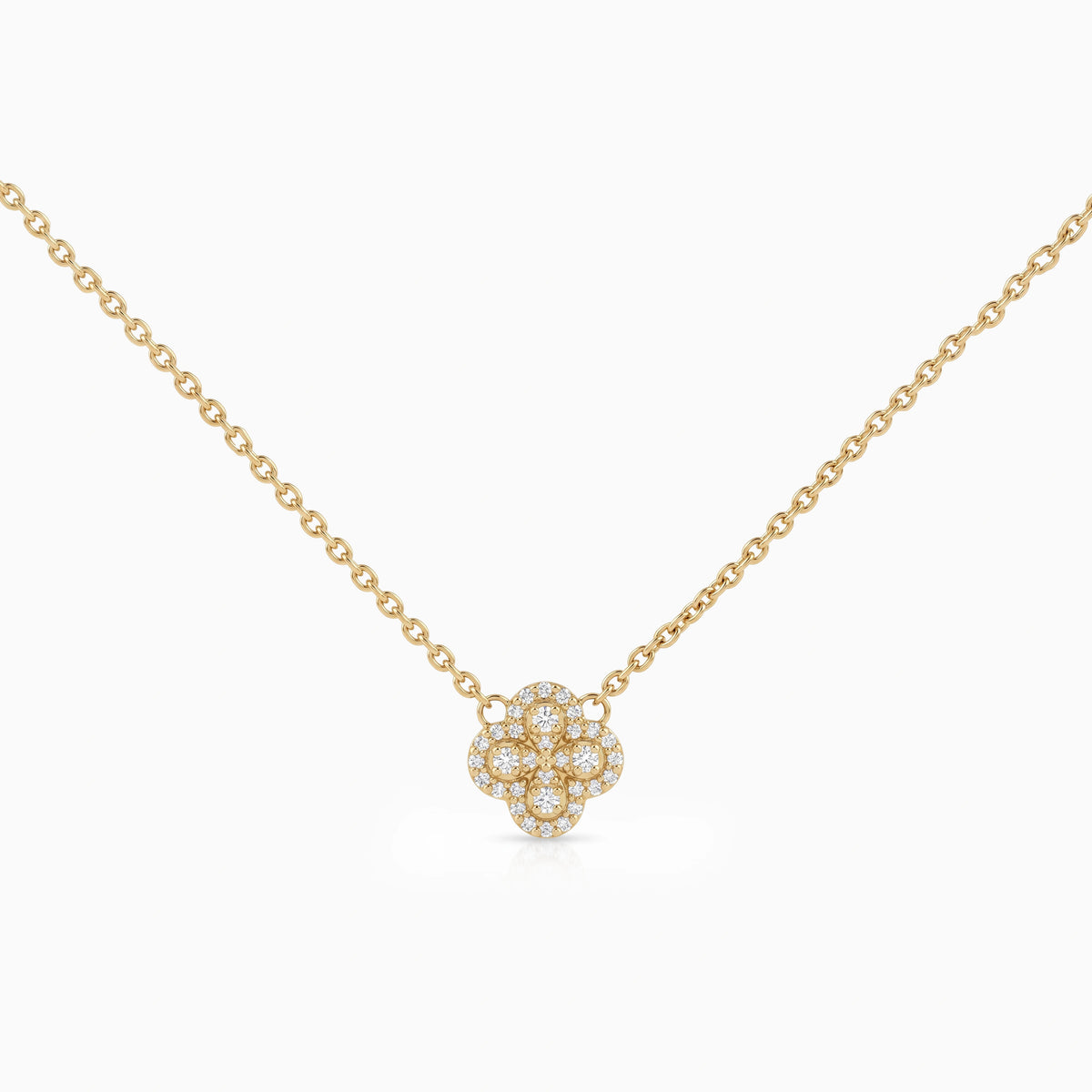 Round Cut Lab Diamond Floral Halo Necklace Pendant