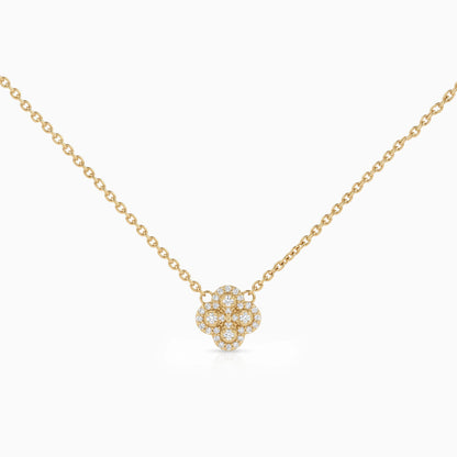 Round Cut Lab Diamond Floral Halo Necklace Pendant