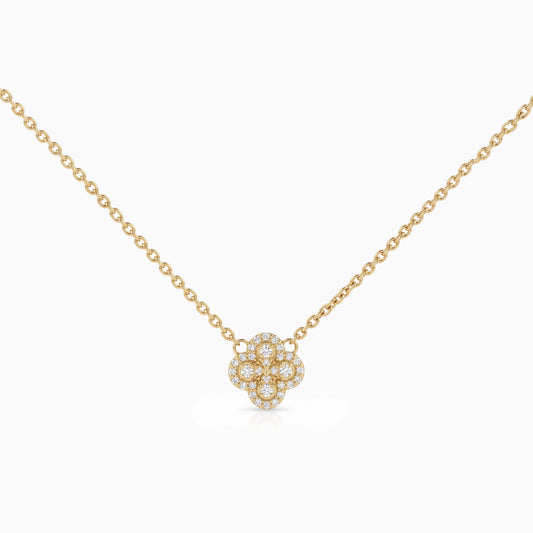 Round Cut Lab Diamond Floral Halo Necklace Pendant
