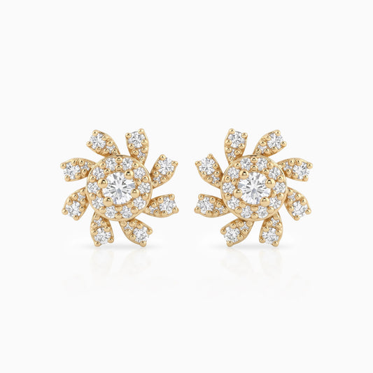Round Cut Lab Diamond Floral Shape Stud Earrings Earrings