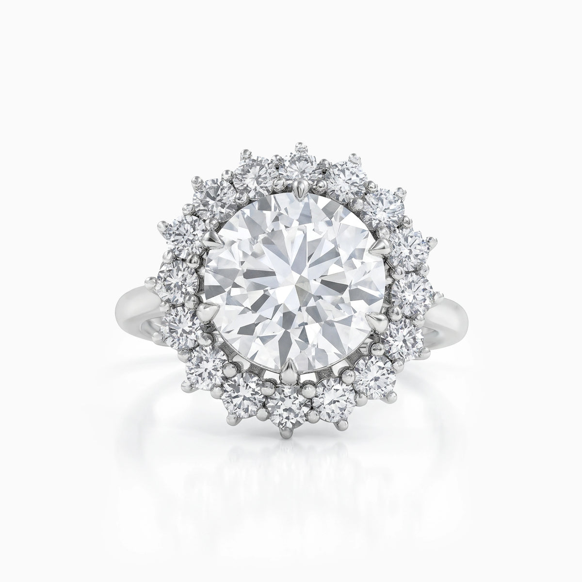 Round Cut Lab Diamond Halo Engagement Ring Ring