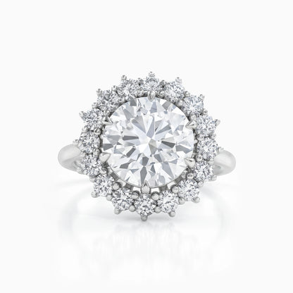 Round Cut Lab Diamond Halo Engagement Ring Ring