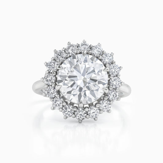 Round Cut Lab Diamond Halo Engagement Ring