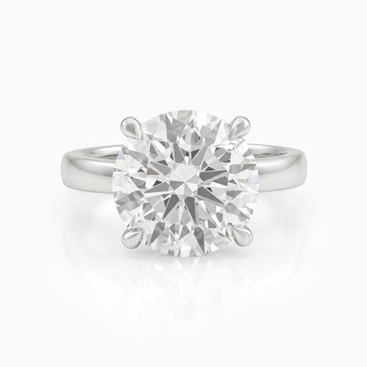 Round Cut Lab Diamond Hidden Halo Pave Solitaire Ring