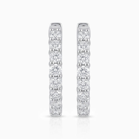 Round Cut Lab Diamond Hoop Earrings