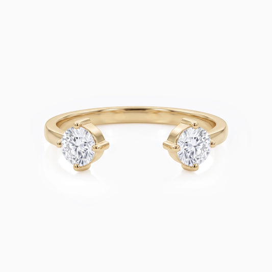 Round Cut Lab Diamond Open Gap Two Stone Ring Ring