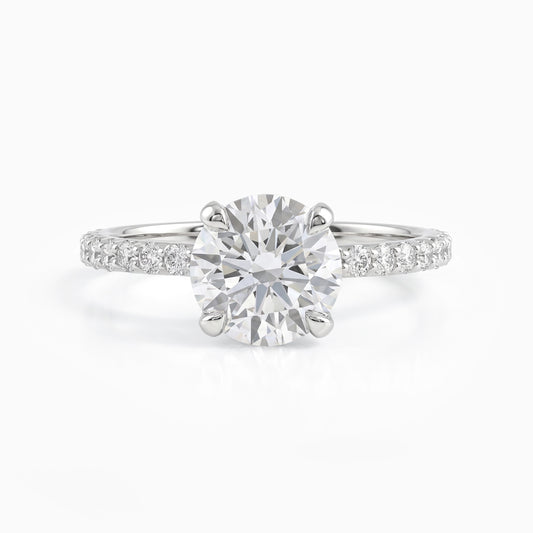 Round Cut Lab Diamond Pave Set Solitaire Ring Ring