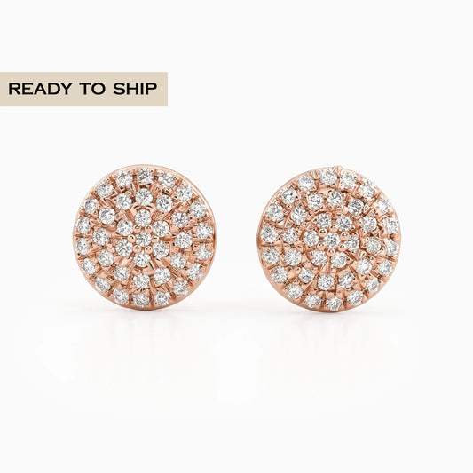 Round Cut Lab Diamond Pave Set Stud Earrings