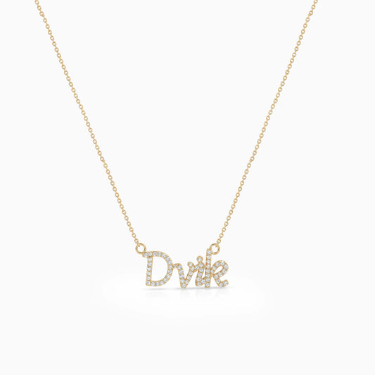 Round Cut Lab Diamond Custom Name Pendant Pendant