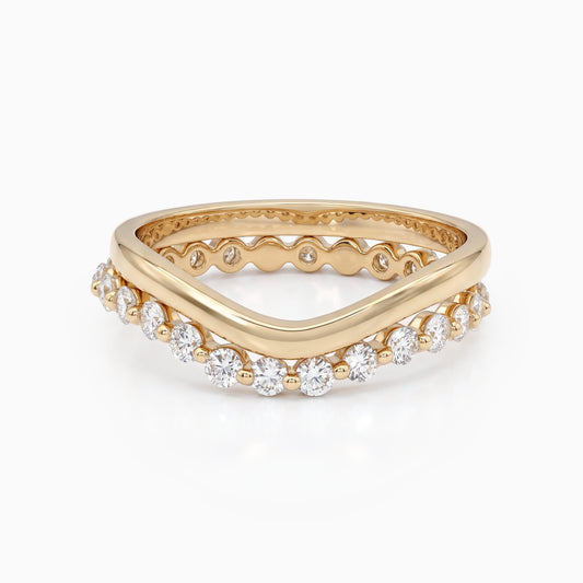 Round Cut Lab Diamond Plain Chevron Bridal Set