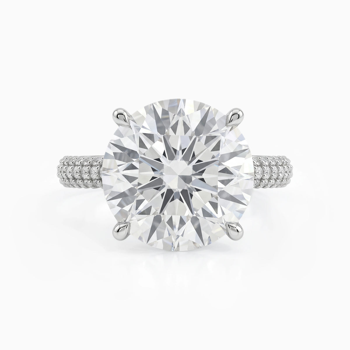 Round Cut Lab Diamond Solitaire Ring With Pavé Accents Ring
