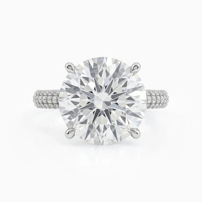 Round Cut Lab Diamond Solitaire Ring With Pavé Accents Ring