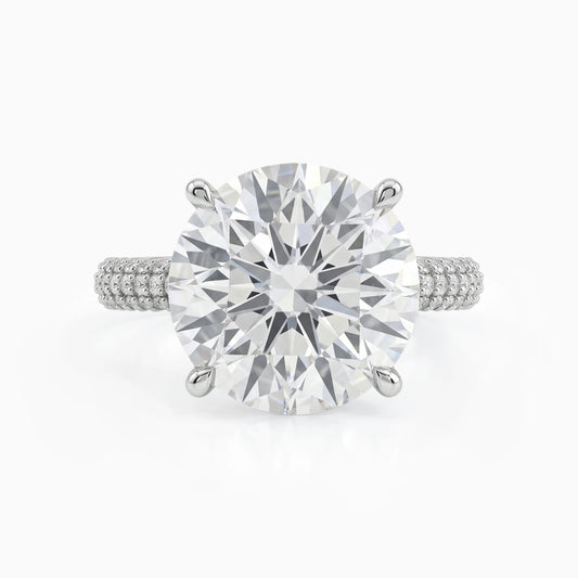Round Cut Lab Diamond Solitaire Ring With Pavé Accents
