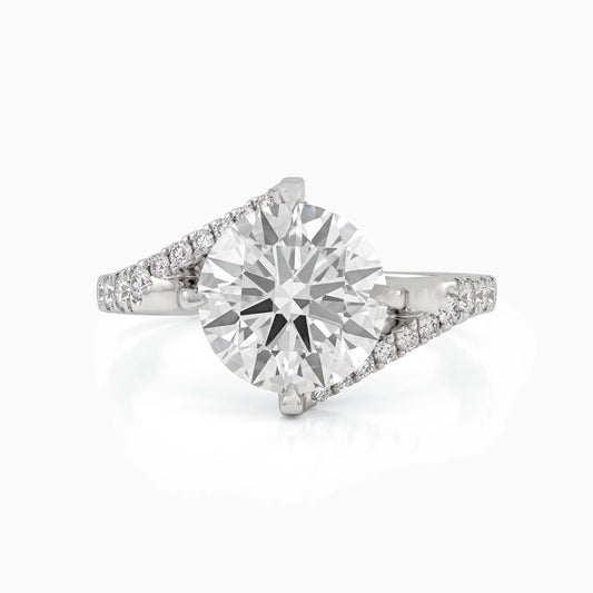 Round Cut Lab Diamond Solitaire Ring with Twisted Pave Band