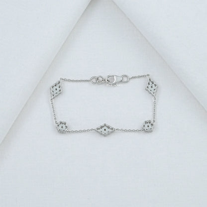 Round Lab Diamond Floral Station Bracelet