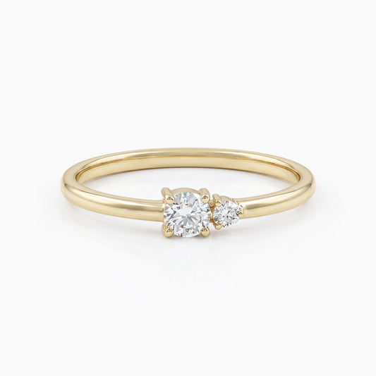 Round Cut Lab Diamond Two Stone Dainty Ring Ring