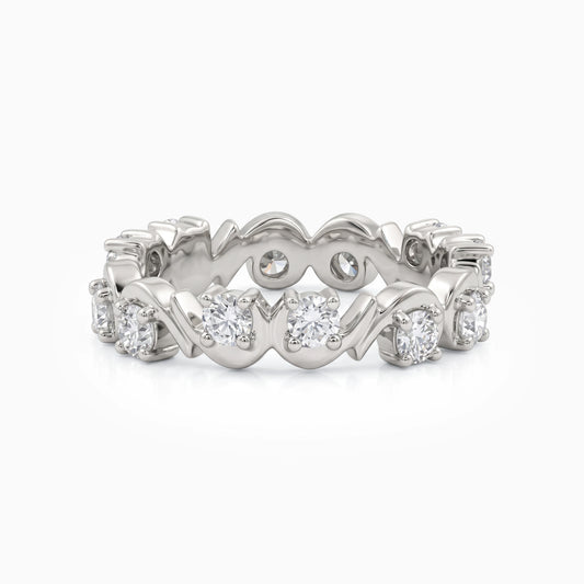 Round Cut Lab Diamond Wave Eternity Band