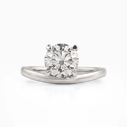 Round Cut Lab Diamond Wave Style Engagement Ring Ring
