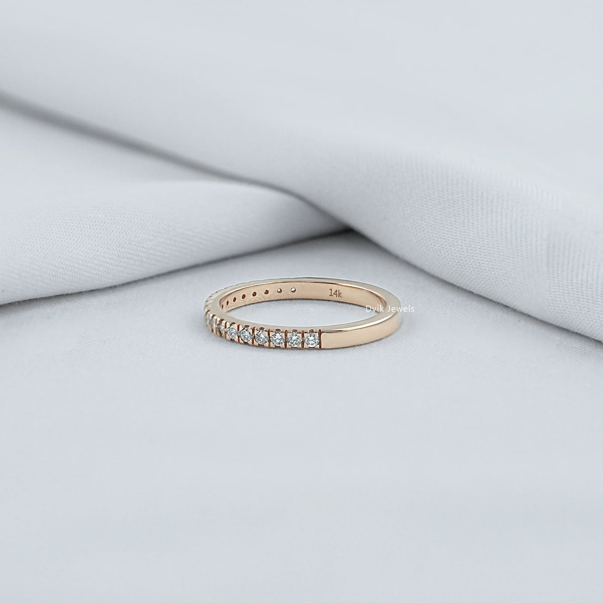 Round Lab Diamond Half Eternity Band