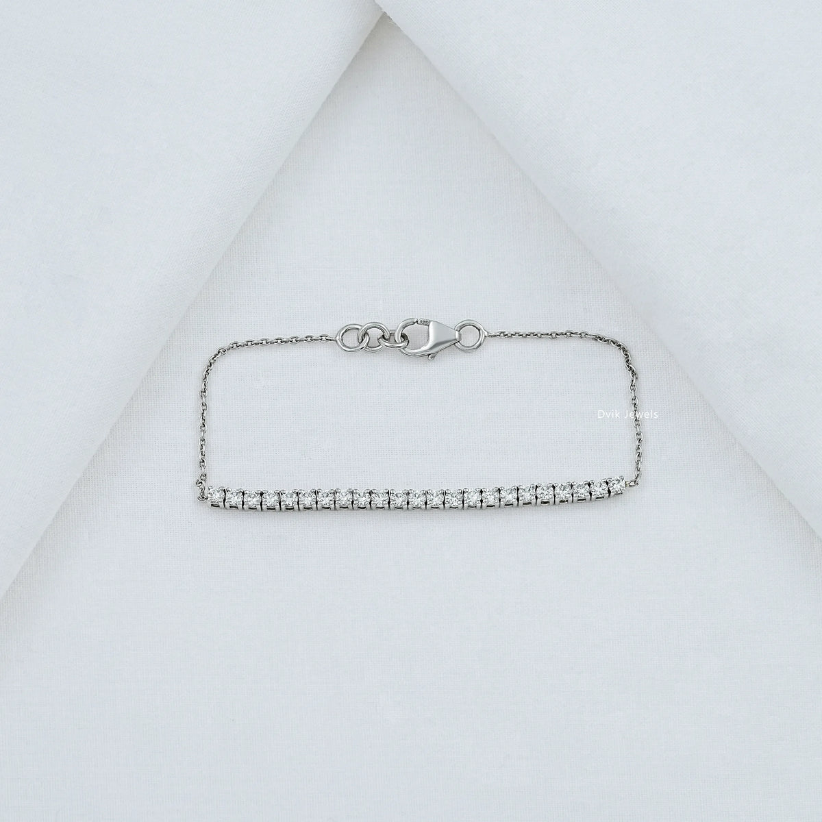 Round Cut Lab Diamond Bar Bracelet
