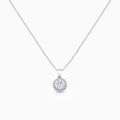 Round Cut Lab Grown Diamond Halo Pendant Necklace