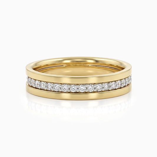 Round Cut Lab Grown Diamond Two Tone Men's Band Band