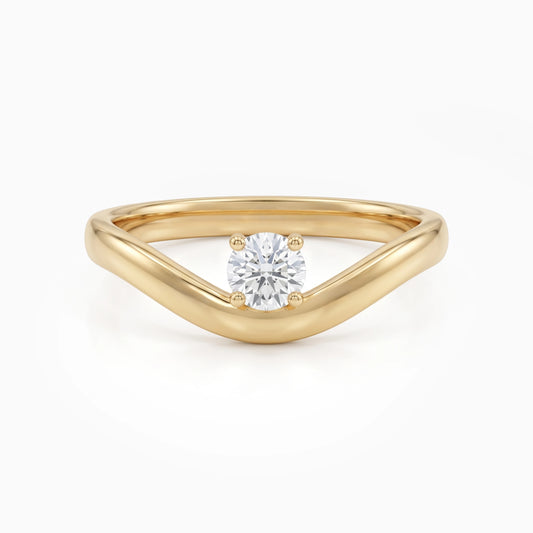 Solitaire Diamond Curved Ring