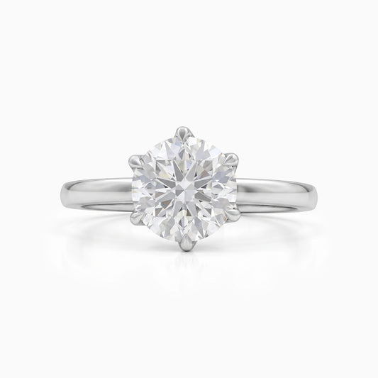 Round Cut Tulip Basket Set Engagement Ring