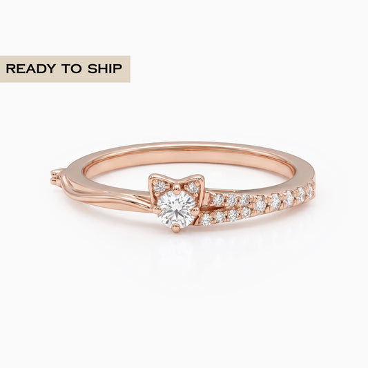 Round Diamond Cat Face Engagement Ring
