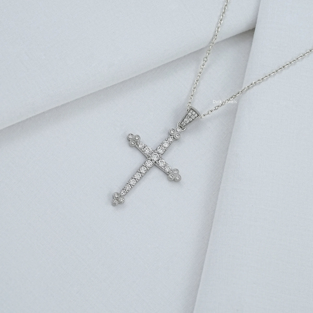 Round Cut Lab Diamond Cross Pendant