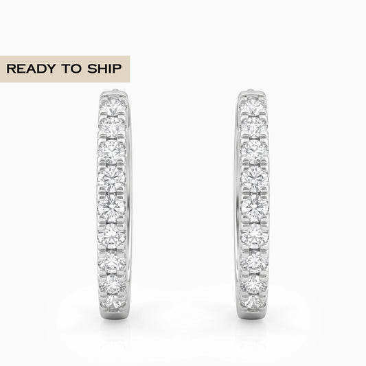 Round Diamond Dainty Inside Out Huggie Hoop