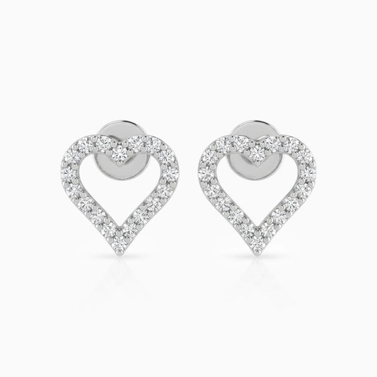 Round Diamond Open Heart Stud Earrings