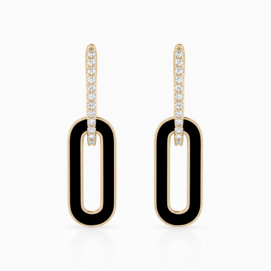 Round Diamond Paper Clip Hoop Earrings Earrings