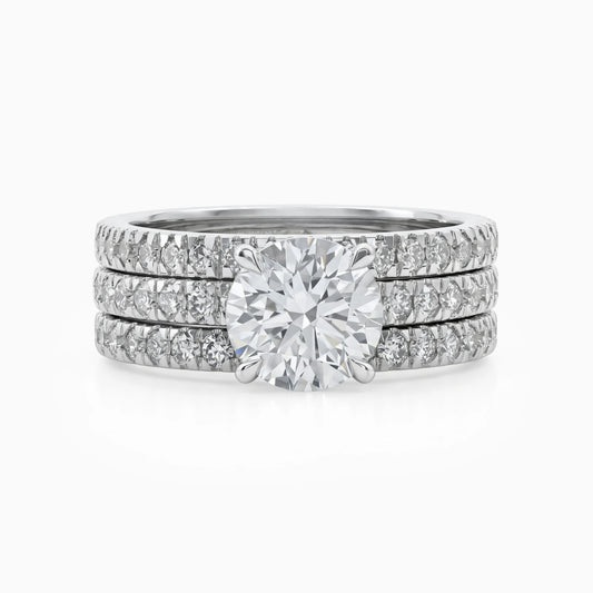 Round Diamond Solitaire Accent Bridal Ring Set Bridal Ring Set