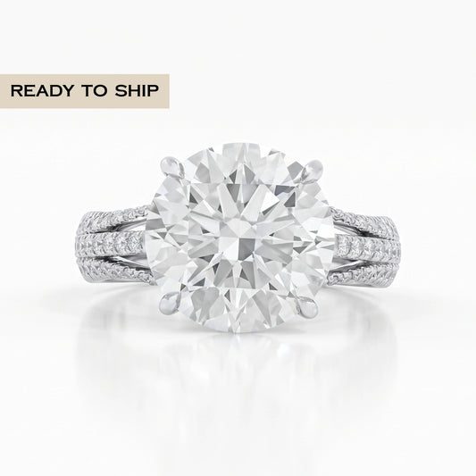 Round Diamond Split Shank Bridge Accent Ring