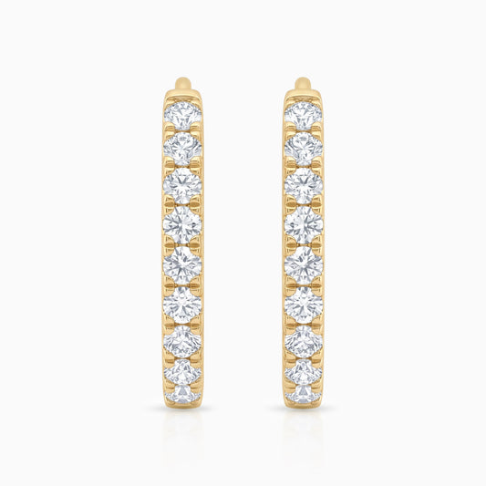 Round Diamond U Shape Hoop Earrings