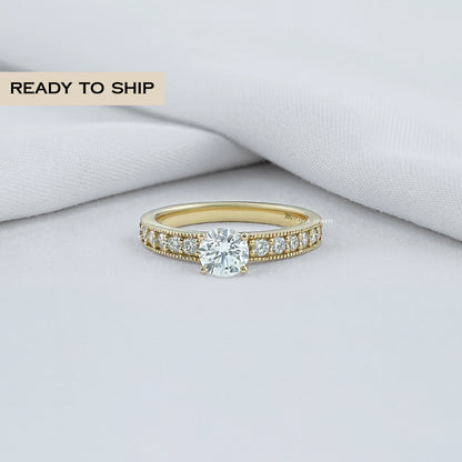 Round Diamond Accent Channel Set Ring