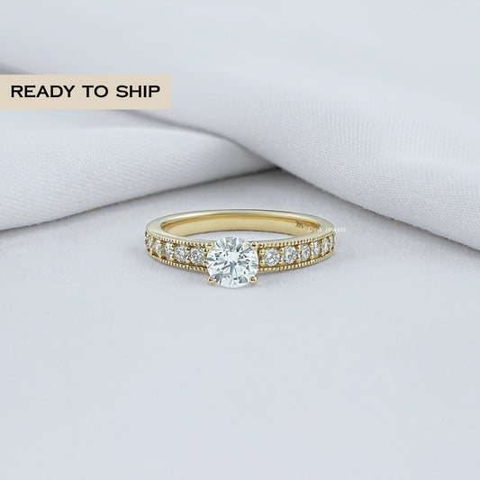 Round Diamond Accent Channel Set Ring