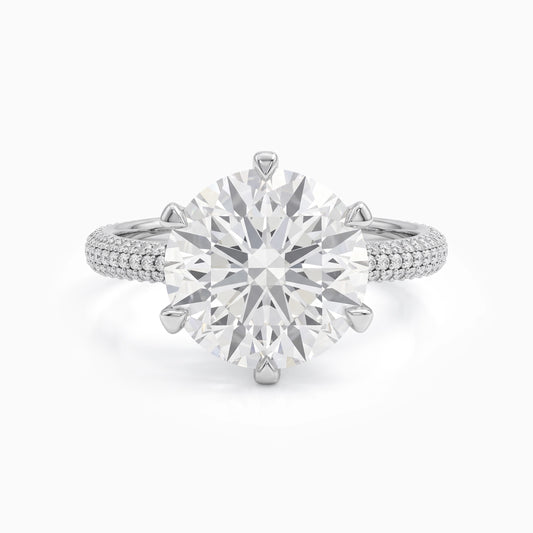 Round Lab Diamond Accent Set Engagement Ring Ring
