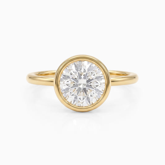 Round Lab Diamond Bezel Set Engagement Ring Ring