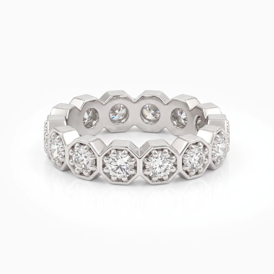 Round Lab Diamond Bezel Set Eternity Band