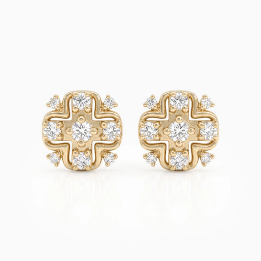 Round Lab Diamond Cluster Set Earrings