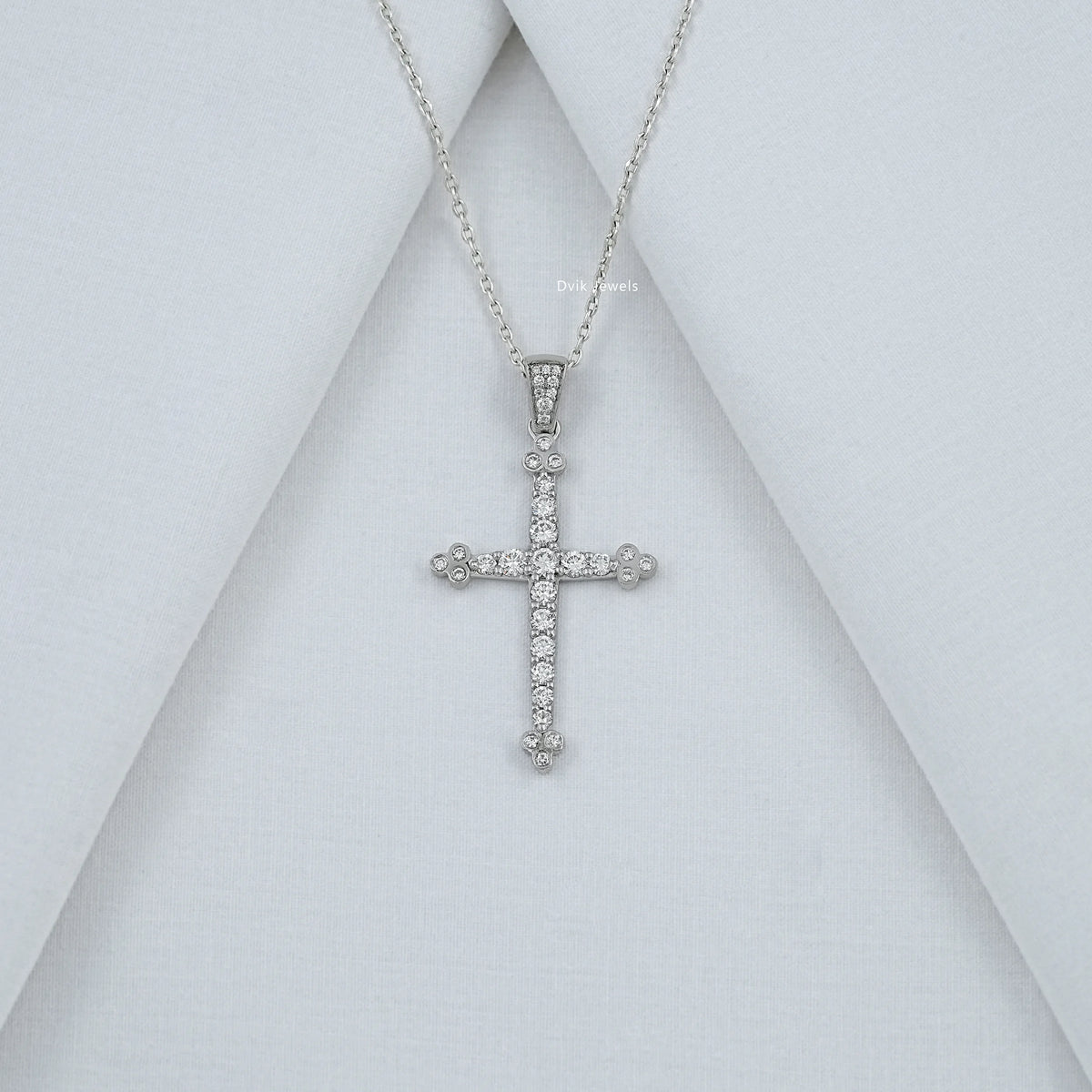 Round Cut Lab Diamond Cross Pendant