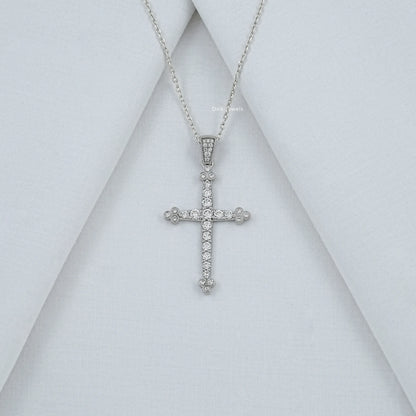 Round Cut Lab Diamond Cross Pendant